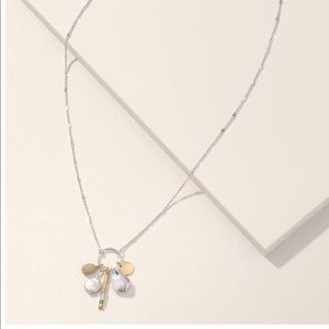 Stella & Dot Ulani Cluster Necklace with multi silver pendant charms